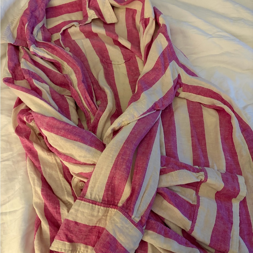 H&M Pink and Cream Striped Button-Down Shirt